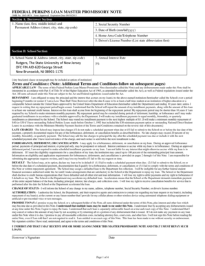 Federal Perkins Loan Master Promissory Note