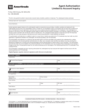 TD Ameritrade Agent Authorization Form