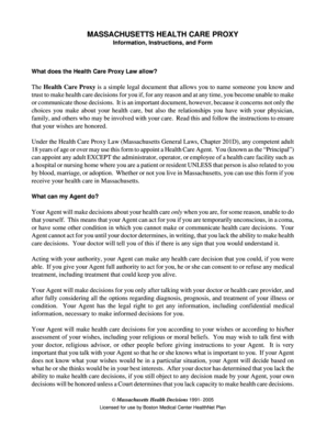 Massachusetts Health Care Proxy Form