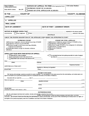 NOTICE OF APPEAL TO THE Supreme Court of - E-Forms - eforms alacourt