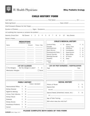 Medicine history taking format - Child histoRy FoRm