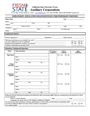 California State University Fresno Employment Application