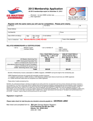 2013 USMS Membership Application