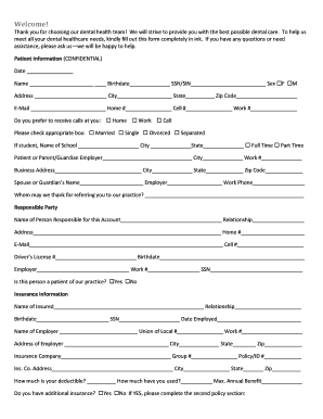 Dental Patient Information Form