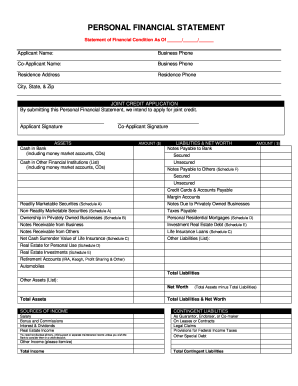 Personal financial statement sample pdf - personal financial statement
