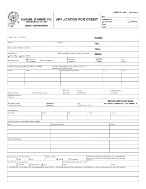 APPLICATION FOR CREDIT - Ganahl Lumber