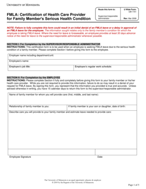 FMLA Certification of Health Care Provider