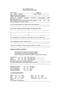 Pediatric Intake Form