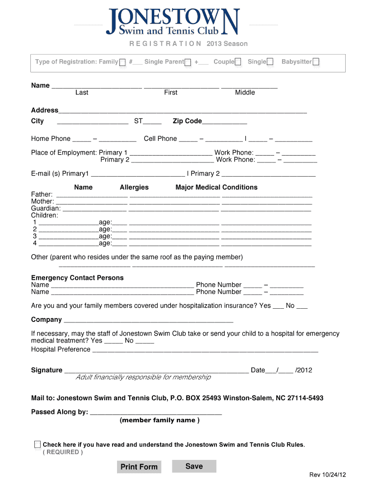 Fillable Online Download Registration Form Jonestown Swim and Tennis