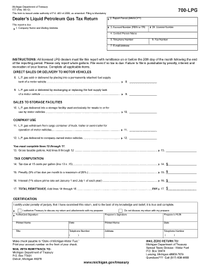 Michigan Liquid Petroleum Gas Tax Return