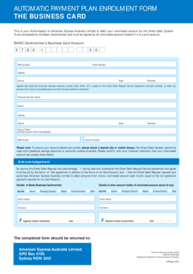 American Express Direct Debit Enrolment Form