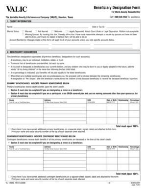 Beneficiary designation Form - hsc wvu