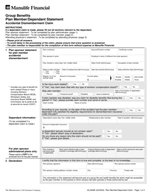 Accidental Dismemberment Claim Form