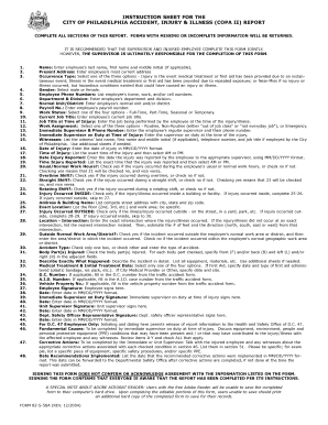 City of Philadelphia Accident Injury Illness Report