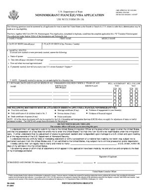US Fiance(e) Visa Application Form DS-156K