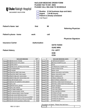 Nuclear Medicine Order Form