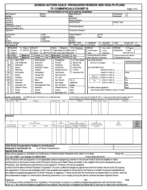 Screen Actors Guild TV Commercials Exhibit B Form