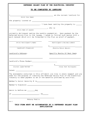 Deferred Salary Plan Landlord Form