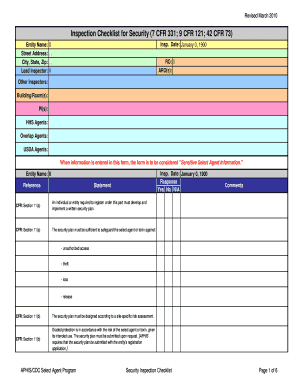 Residential fillable security checklist form