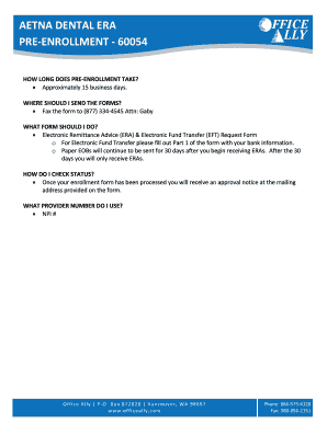 Aetna Dental ERA Pre-Enrollment Form