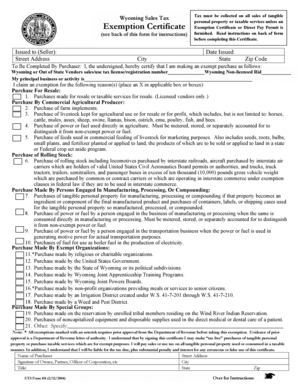 Wyoming Sales Tax Exemption Certificate