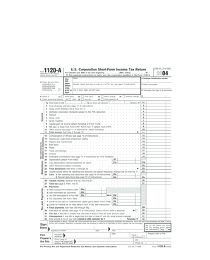 US Federal Form 1120-A