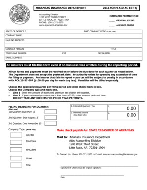 Arkansas Estimated Premium Tax Form