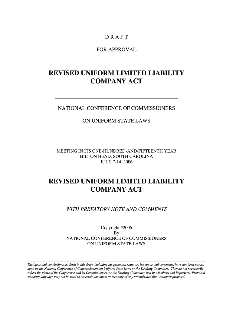 Fillable Online REVISED UNIFORM LIMITED LIABILITY Fax Email Print