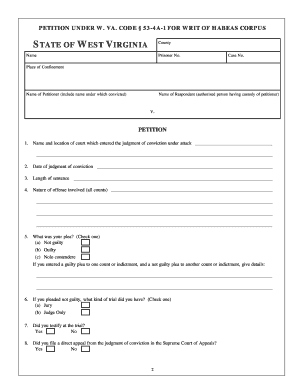 Habeas corpus form - habeas saxs form