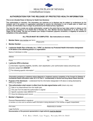 Authorization for Release of Protected Health Information