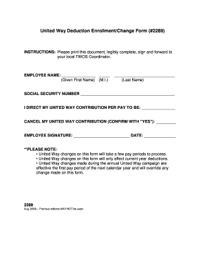 United Way Deduction Enrollment/Change Form