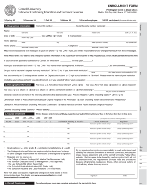 Cornell University Enrollment Form