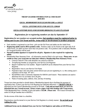 Girl Scout Troop Leader Registration Form