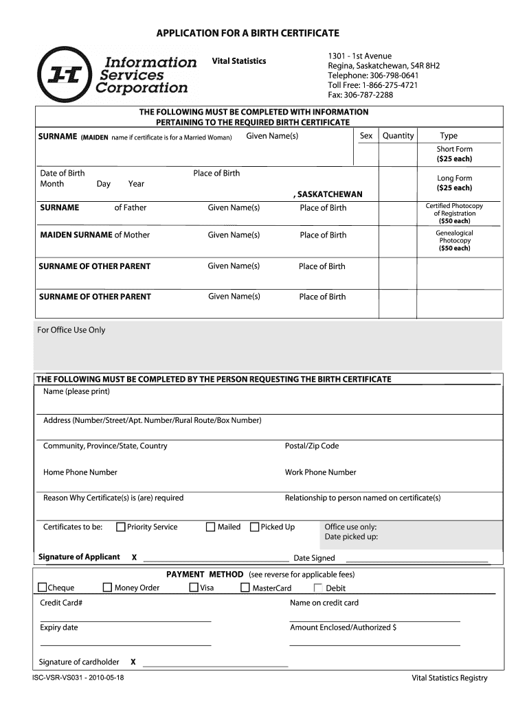 Birth Certificate Saskatchewan Fill Online Printable Fillable