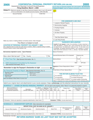 Oregon Personal Property Tax Return