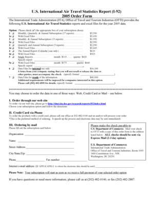 Travel report format - U.S. International Air Travel Statistics Report (I- 92) 2005 Order Form - tinet ita doc