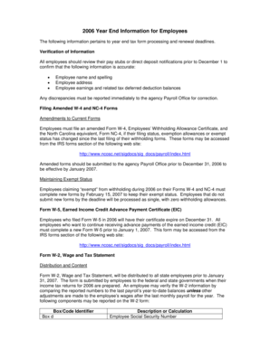 2006 Year End Information for Employees