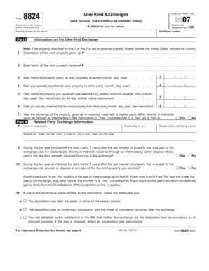 IRS Form 8824 Like-Kind Exchanges