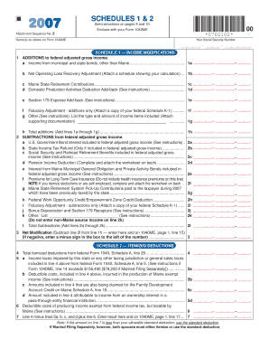 Maine Schedule 1 & 2 2007
