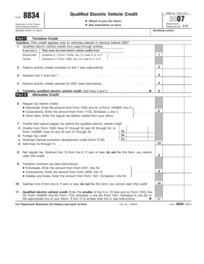Form 8834 Qualified Electric Vehicle Credit