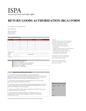 Return Goods Authorization Form