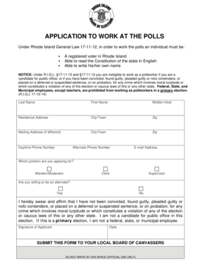 Application to Work at the Polls