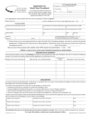 Oregon Small Tract Forestland Application