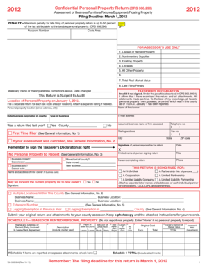 2012 Oregon Personal Property Return