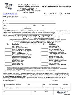 Kentucky 401(k) Rollover Form
