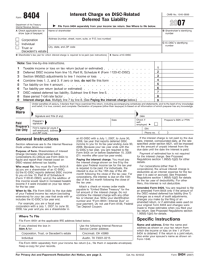 Form 8404 O Interest Charge on DISC-Related Deferred Tax Liability