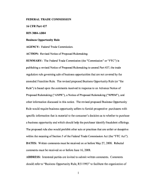 16 C.F.R. Part 437: Business Opportunity Rule: Revised Notice of ... - ftc