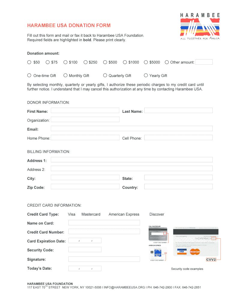 HARAMBEE USA DONATION FORM - Harambee USA Foundation Preview on Page 1