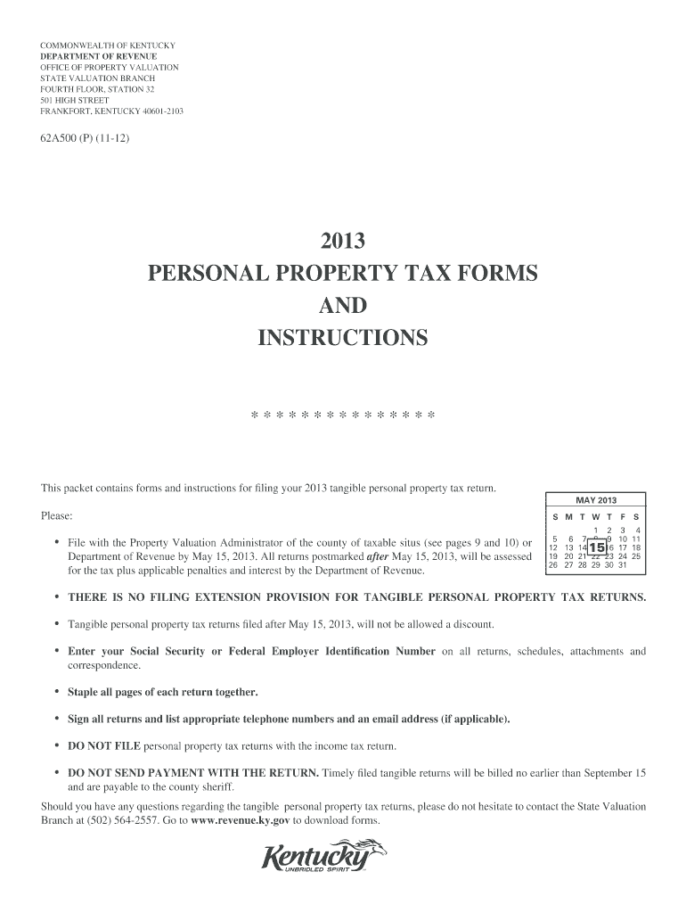 2013 personal property tax form Preview on Page 1