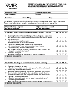 Cooperating Teacher's Midterm Evaluation Form